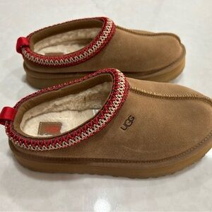 UGG Brown Slippers with Red Accents